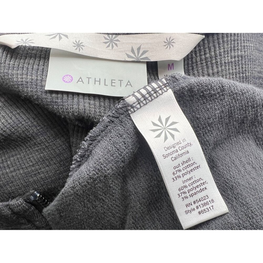 Athleta Gray Cinch Hem Thumbholes Ribbed Knit Inner Layer Zip Up Hoodie Sweater - Picture 15 of 16